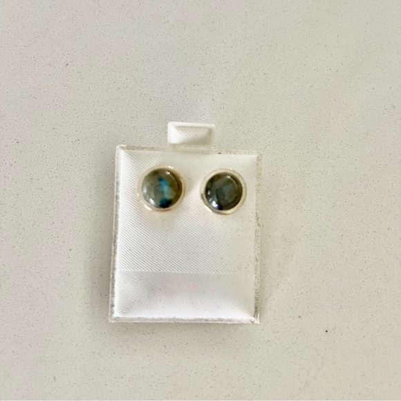 Sterling Silver 925 Labradorite Cabachon Earrings - Picture 2 of 7